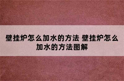 壁挂炉怎么加水的方法 壁挂炉怎么加水的方法图解